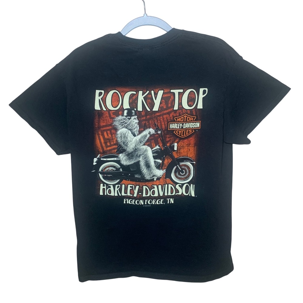 Harley-Davidson T-Shirt Mens Medium‎ Black Excellent Rocky Top Sasquatch Graphic